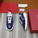 Salvatore Ferragamo Men's Navy Blue Leather Sneakers