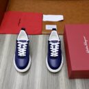 Salvatore Ferragamo Men's Navy Blue Leather Sneakers