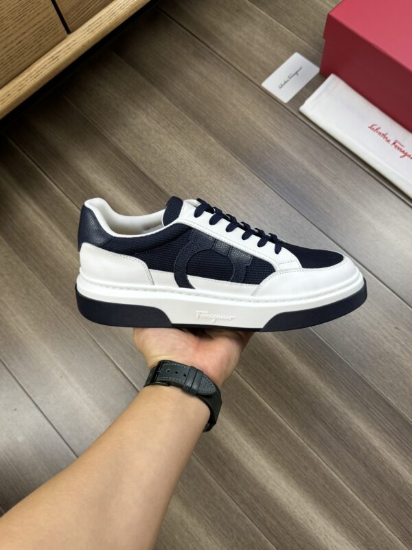 Salvatore Ferragamo Men's Navy Cream Gancini Chunky Sneakers - Image 5