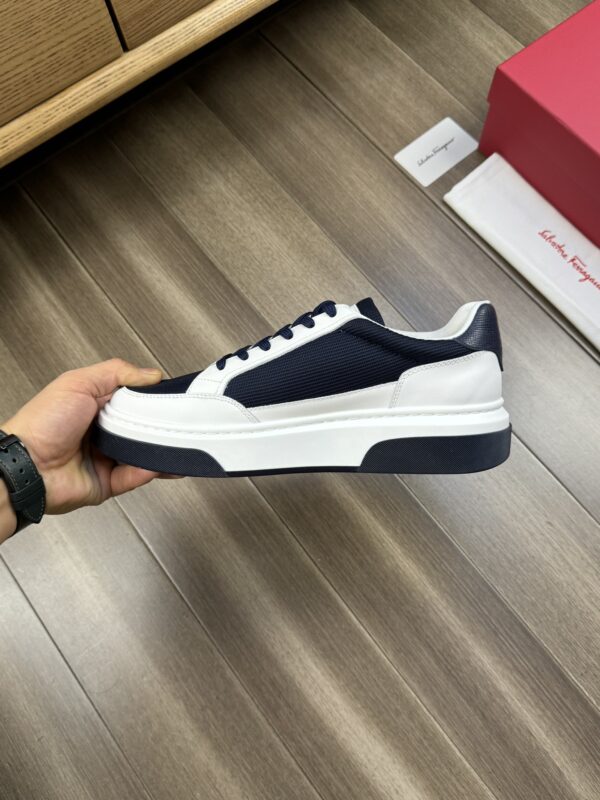 Salvatore Ferragamo Men's Navy Cream Gancini Chunky Sneakers - Image 6