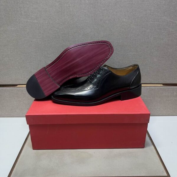 Sophisticated Black Leather Cap-Toe Oxford Shoes - Image 3