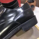 Black Patent Leather Lace-Up Dress Shoes with Gold Logo