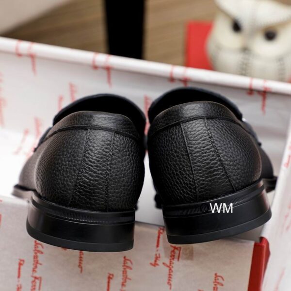 Sophisticated Black Pebbled Leather Loafers with Horse bit Buckle - Image 5