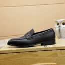 Sophisticated Black Pebbled Leather Loafers with Horse bit Buckle