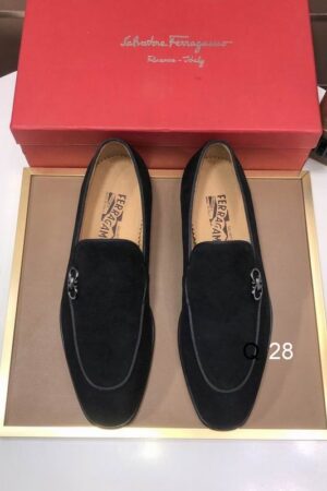 Sophisticated Black Suede Loafers with Gancini Buckle