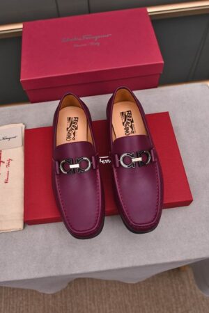 Sophisticated Wine-Red Leather Moccasin Loafers