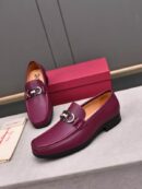 Sophisticated Wine-Red Leather Moccasin Loafers