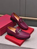 Sophisticated Wine-Red Leather Moccasin Loafers