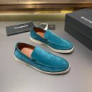Teal Blue Suede Slip-On Men's Loafers