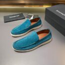 Teal Blue Suede Slip-On Men's Loafers