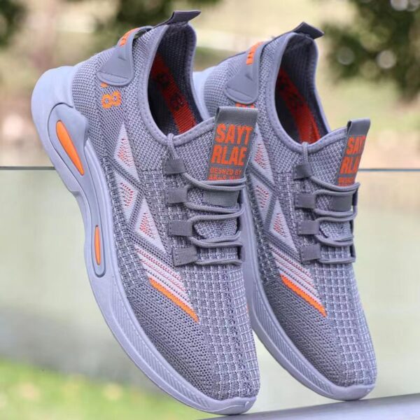 Textured Knit Geometric Strap Sneakers - Modern Style - Image 2