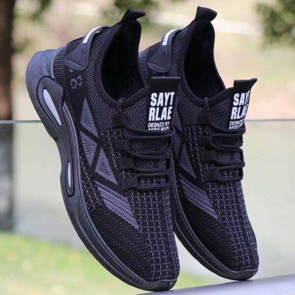 Textured Knit Geometric Strap Sneakers - Modern Style