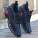 Textured Line Knit Strap Sneakers - Modern Design