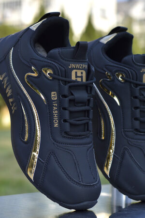 Unisex YB Fashion Gold Accent Sneakers.