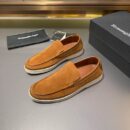 Vibrant Orange Suede Slip-On Loafers