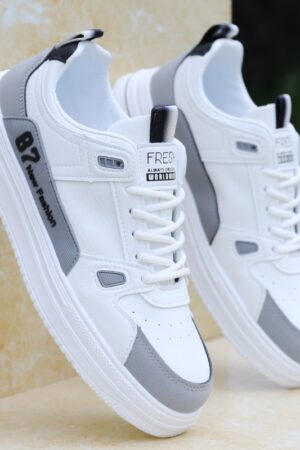 White & Grey Casual Sneakers - "Fresh Quality" Everyday Wear.
