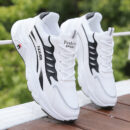 White Mesh Fashion Sneakers - Black & Gray Accents