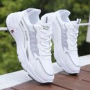 White Mesh Fashion Sneakers - Black & Gray Accents