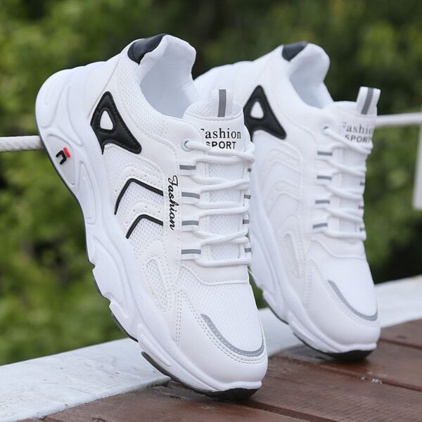 White Mesh Fashion Sport Sneakers.