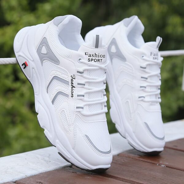 White Mesh Fashion Sport Sneakers. - Image 2