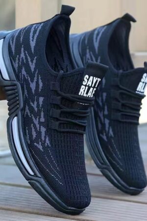 Zigzag Knit Strap Sneakers - Modern Pattern
