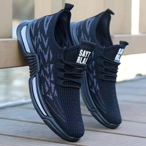 Zigzag Knit Strap Sneakers - Modern Pattern