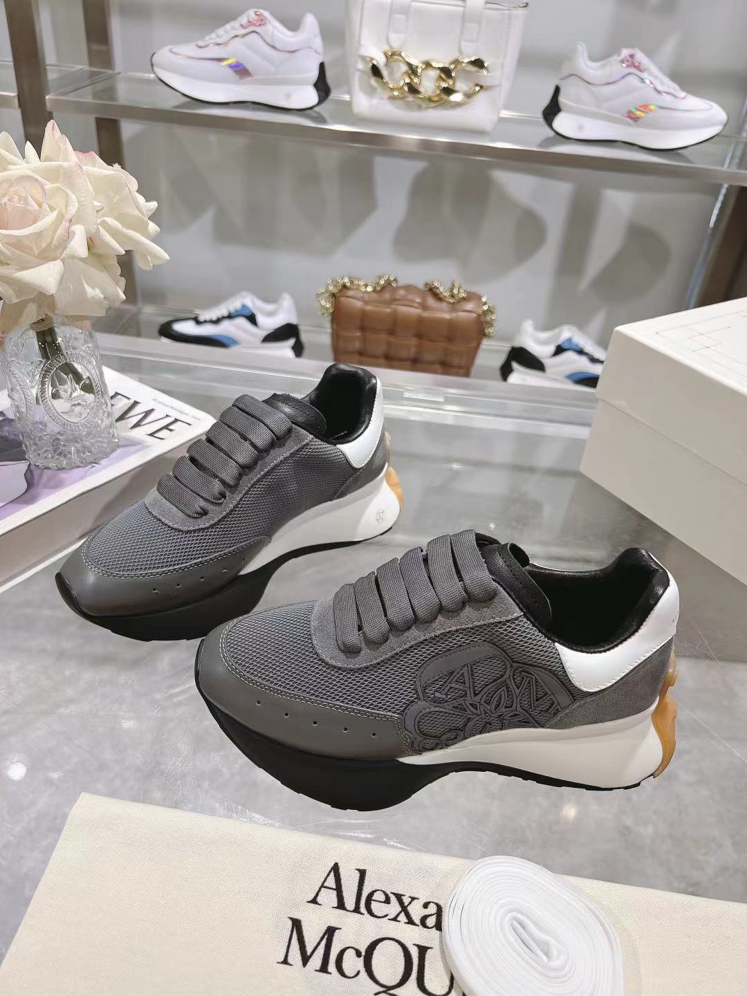 Alexander McQueen Sprint Runner in Grey with White Accents