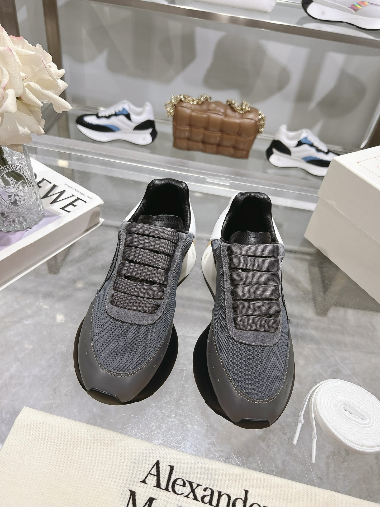 Alexander McQueen Sprint Runner in Grey with White Accents - Image 4