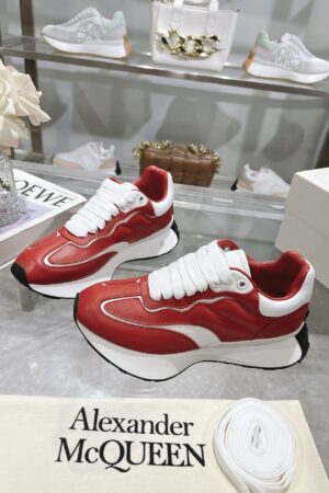 Alexander McQueen Sprint Runner in Red Leather with White Sole
