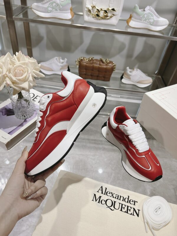 Alexander McQueen Sprint Runner in Red Leather with White Sole - Image 4