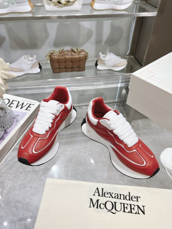 Alexander McQueen Sprint Runner in Red Leather with White Sole - Image 5