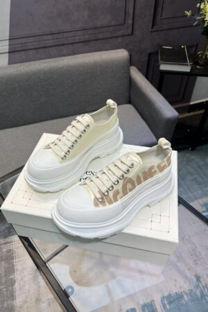 Alexander McQueen Tread Slick in White with Gold Accents