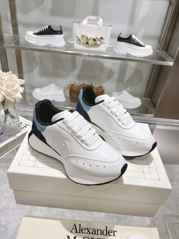 Alexander McQueen Unisex White Black Sprint Runner Shoes - Image 4