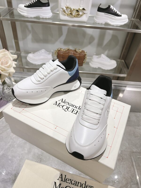 Alexander McQueen Unisex White Black Sprint Runner Shoes - Image 6