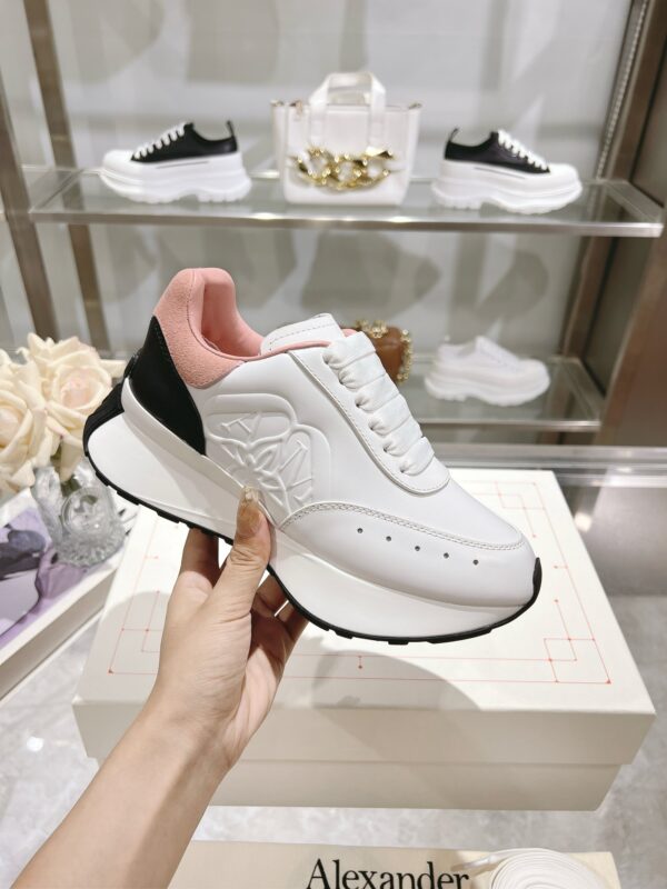 Alexander McQueen Unisex White Pink Black Sprint Runner Shoes - Image 5