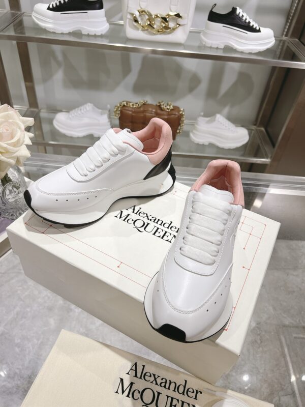 Alexander McQueen Unisex White Pink Black Sprint Runner Shoes - Image 6