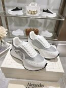 Alexander McQueen Unisex White Silver Sprint Runner Shoes