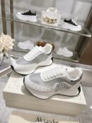 Alexander McQueen Unisex White Silver Sprint Runner Shoes