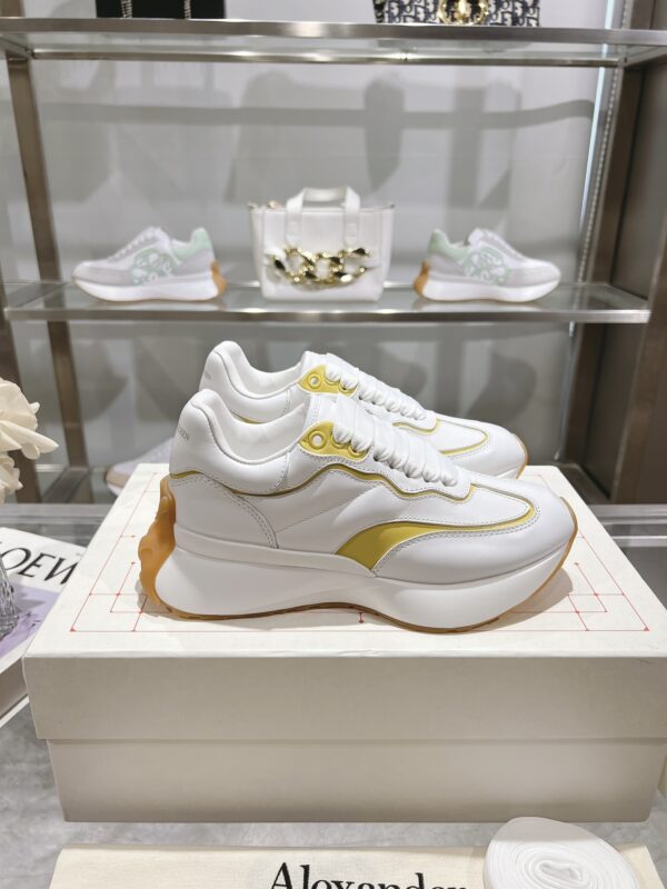 Alexander McQueen Unisex White Yellow Sprint Runner Shoes - Image 5