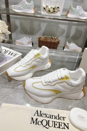 Alexander McQueen Unisex White Yellow Sprint Runner Shoes