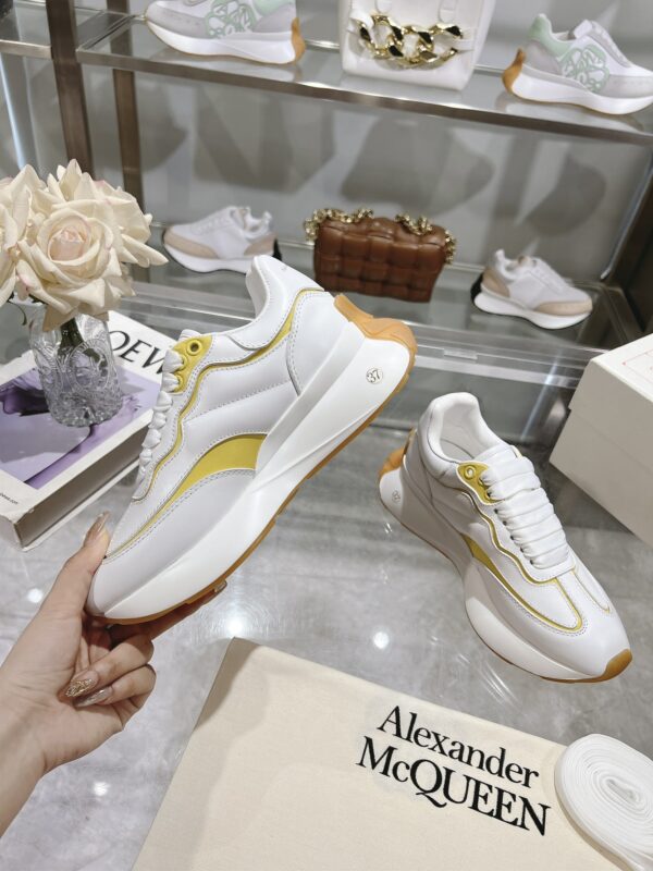 Alexander McQueen Unisex White Yellow Sprint Runner Shoes - Image 6