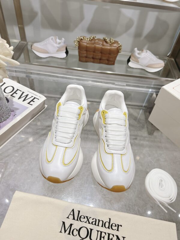 Alexander McQueen Unisex White Yellow Sprint Runner Shoes - Image 2