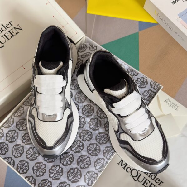 Alexander McQueen White & Silver Sprint Runners