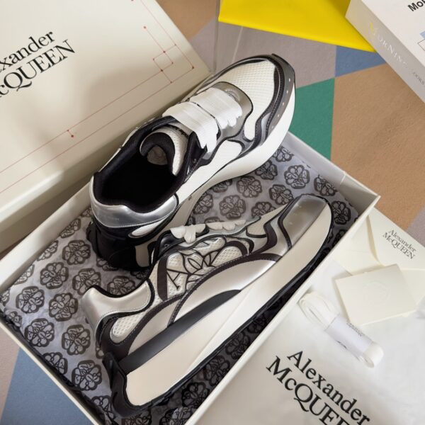 Alexander McQueen White & Silver Sprint Runners - Image 5