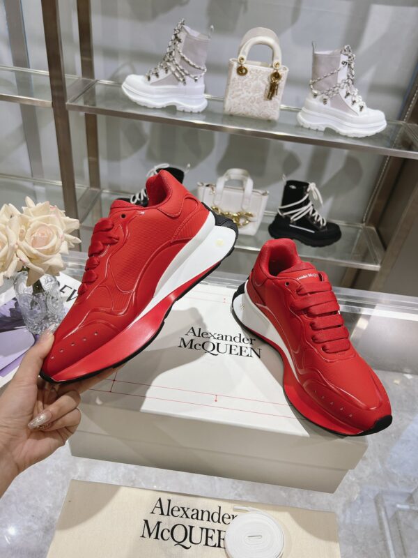 Alexander McQueen All-Red Runner Sneakers - Image 6