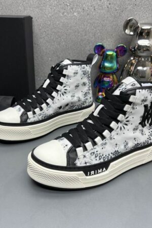 Amiri Bandana High-Top Sneakers in White.