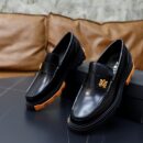 Amiri Black Leather Penny Loafers with Chunky Sole