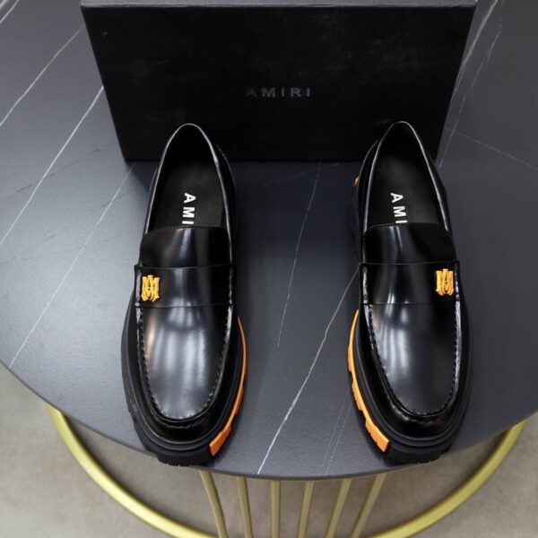 Amiri Black Leather Penny Loafers with Chunky Sole