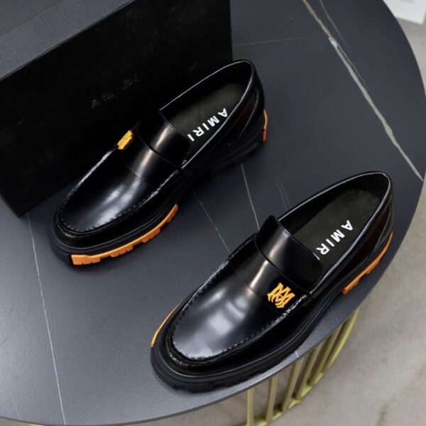Amiri Black Leather Penny Loafers with Chunky Sole - Image 4