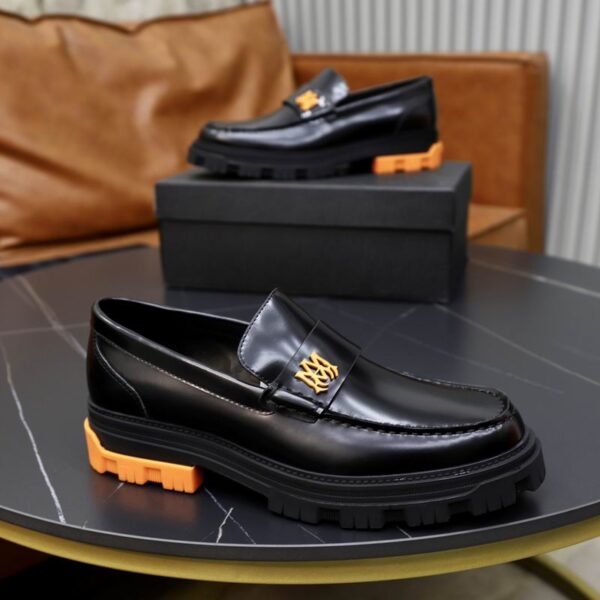 Amiri Black Leather Penny Loafers with Chunky Sole - Image 3